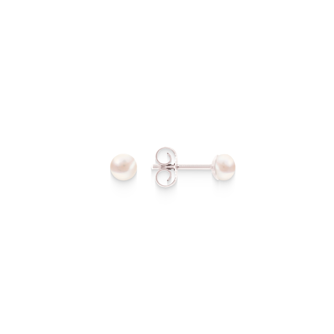 Pearl stud earrings white – 925 silver, button shape