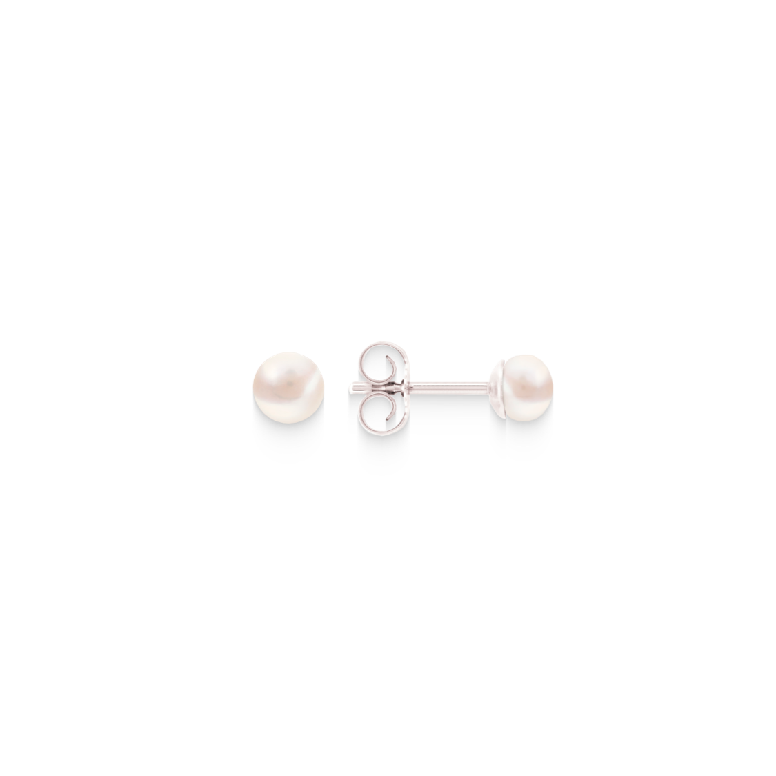 Pearl stud earrings white – 925 silver, button shape
