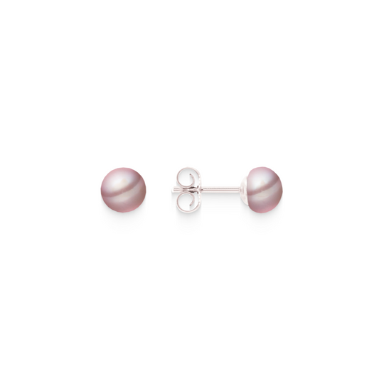 Pearl stud earrings natural colour – 925 silver, button shape