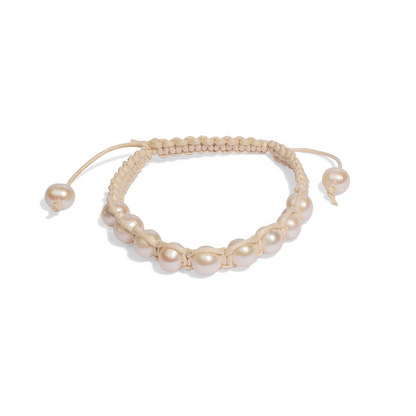 Makramee-Perlenarmband Beige